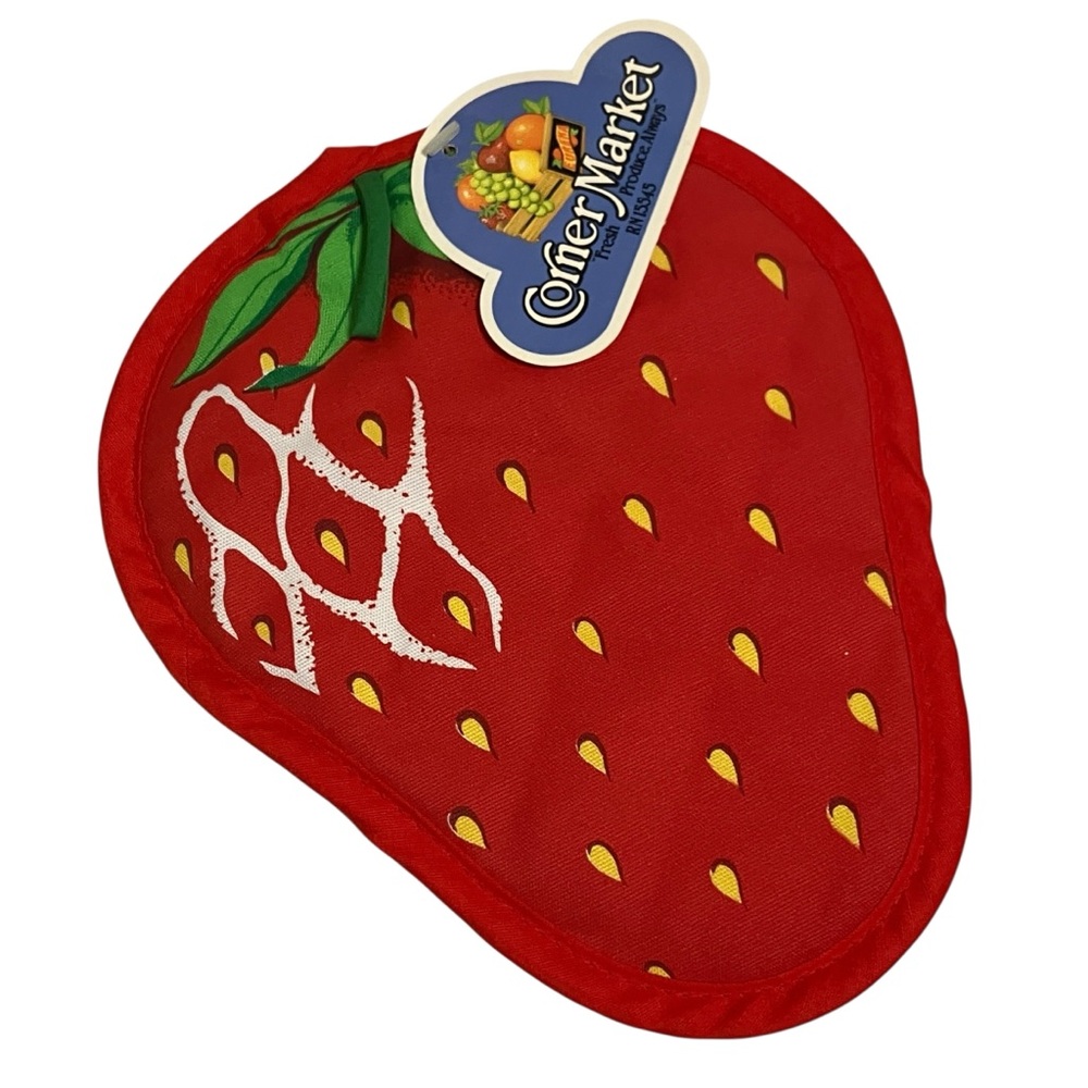 NWT Vintage Strawberry Shaped Corner Market Pot Holder NOS - Picture 2 of 7